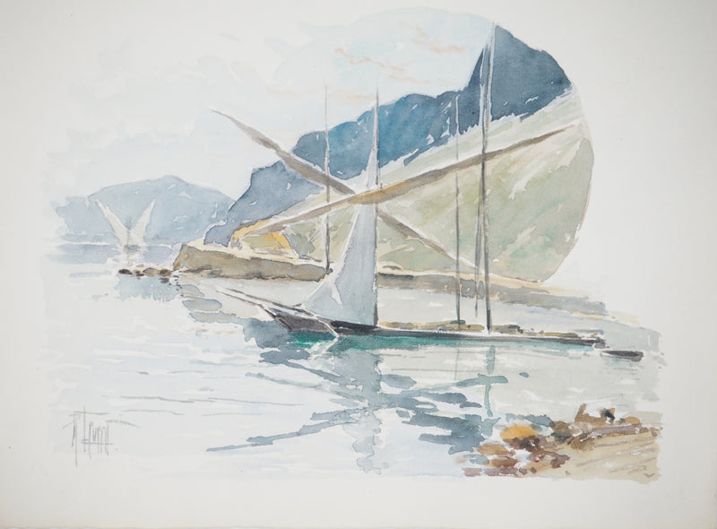René LEVERD : Village alpins, Aquarelle originale (photo de détail 2) - Crédit photo : Galerie Art.Paris