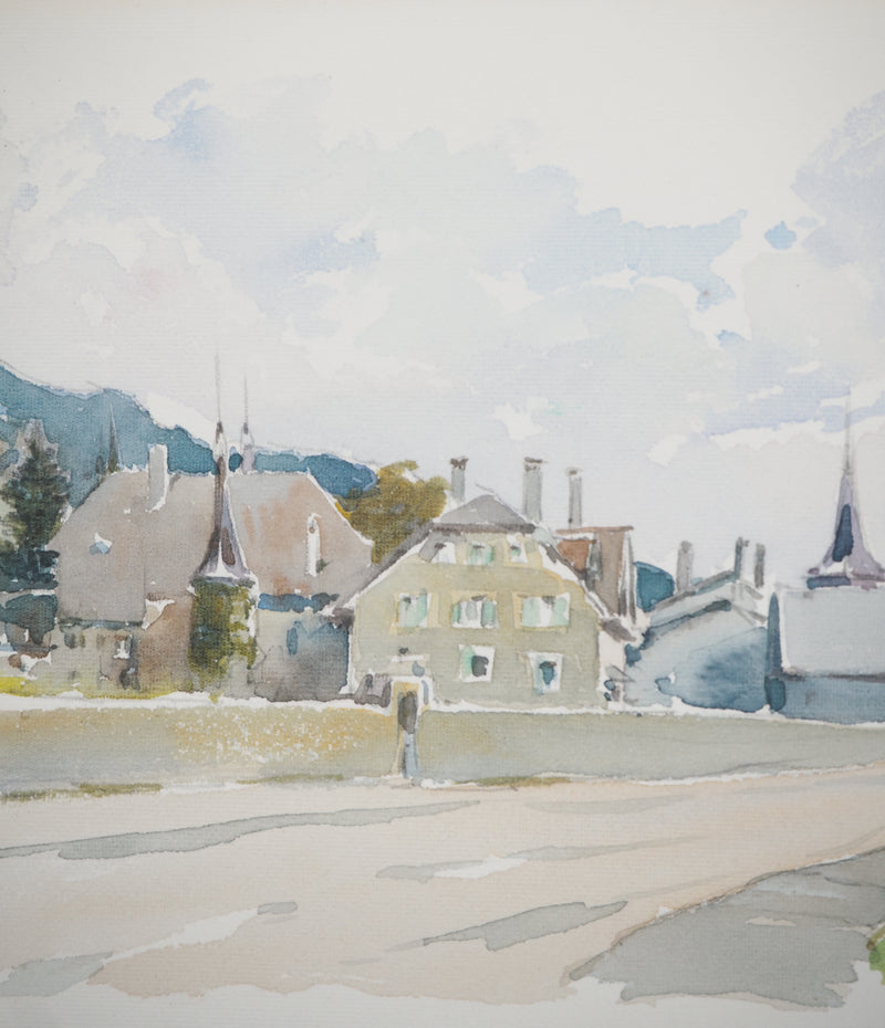 René LEVERD : Village alpins, Aquarelle originale (photo de détail 4) - Crédit photo : Galerie Art.Paris