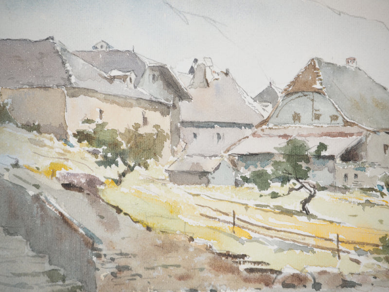 René LEVERD : Le village de Saint Gingolph, Aquarelle originale (photo de détail 3) - Crédit photo : Galerie Art.Paris