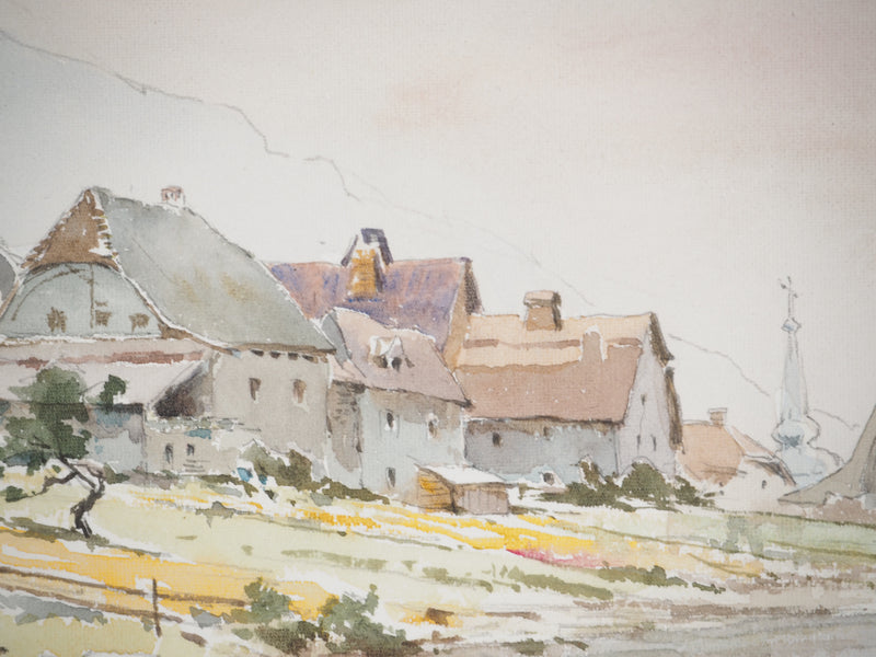 René LEVERD : Le village de Saint Gingolph, Aquarelle originale (photo de détail 4) - Crédit photo : Galerie Art.Paris