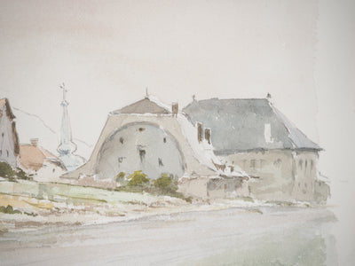 René LEVERD : Le village de Saint Gingolph, Aquarelle originale (photo de détail 5) - Crédit photo : Galerie Art.Paris