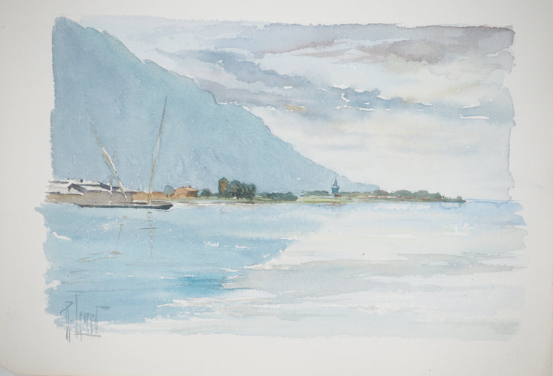 René LEVERD : Lac alpin , Aquarelle originale (photo de détail 3) - Crédit photo : Galerie Art.Paris