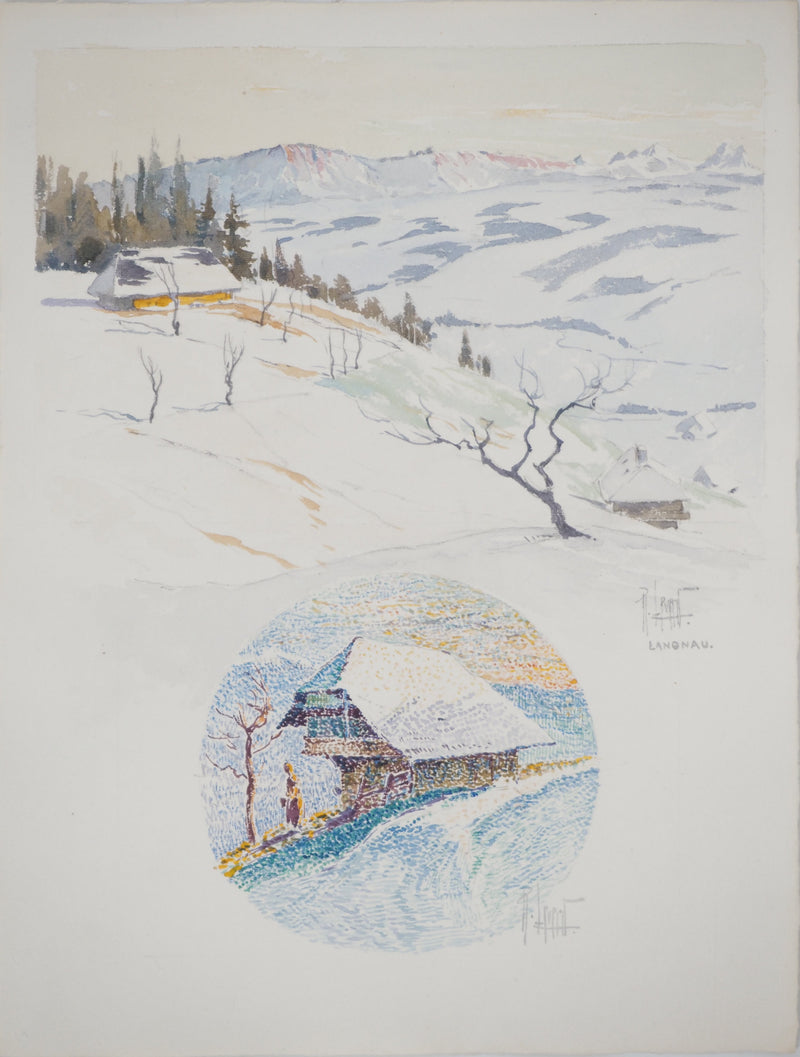 René LEVERD : Suisse, Chalet à Langnau, Aquarelle originale signée