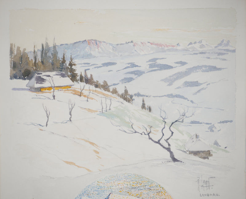 René LEVERD : Suisse, Chalet à Langnau, Aquarelle originale signée
