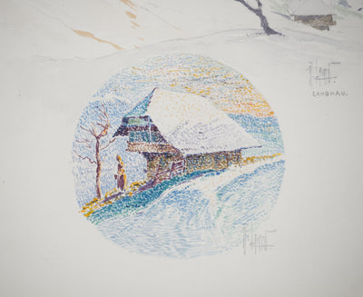 René LEVERD : Suisse, Chalet à Langnau, Aquarelle originale signée