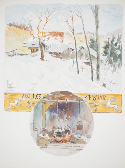 René LEVERD : Petit matin au chalet, Aquarelle originale (photo de détail 2) - Crédit photo : Galerie Art.Paris