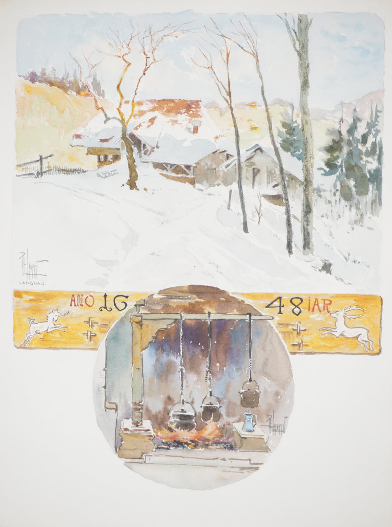 René LEVERD : Petit matin au chalet, Aquarelle originale (photo de détail 2) - Crédit photo : Galerie Art.Paris