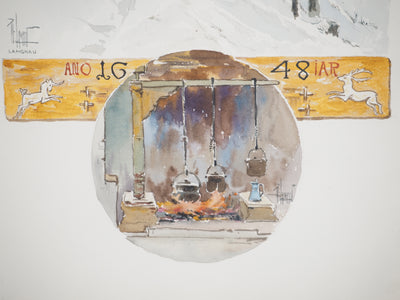 René LEVERD : Petit matin au chalet, Aquarelle originale (photo de détail 4) - Crédit photo : Galerie Art.Paris