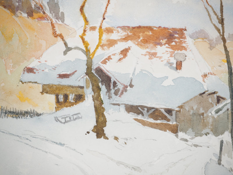 René LEVERD : Petit matin au chalet, Aquarelle originale (photo de détail 5) - Crédit photo : Galerie Art.Paris