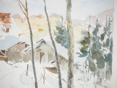 René LEVERD : Petit matin au chalet, Aquarelle originale (photo de détail 6) - Crédit photo : Galerie Art.Paris