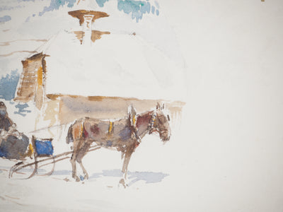René LEVERD : La calèche, Aquarelle originale (photo de détail 8) - Crédit photo : Galerie Art.Paris