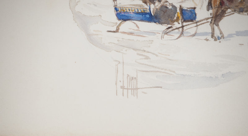 René LEVERD : La calèche, Aquarelle originale (photo de détail 9) - Crédit photo : Galerie Art.Paris