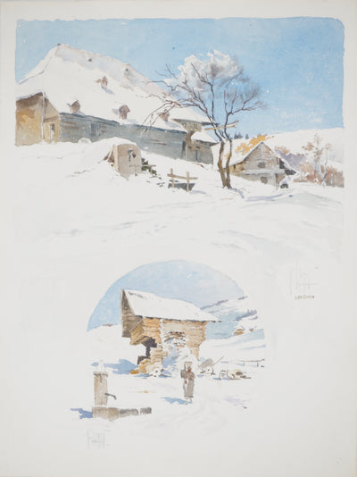 René LEVERD : La bergerie, Aquarelle originale (vue générale) - Crédit photo : Galerie Art.Paris