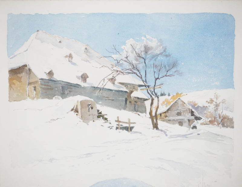 René LEVERD : La bergerie, Aquarelle originale (photo de détail 2) - Crédit photo : Galerie Art.Paris