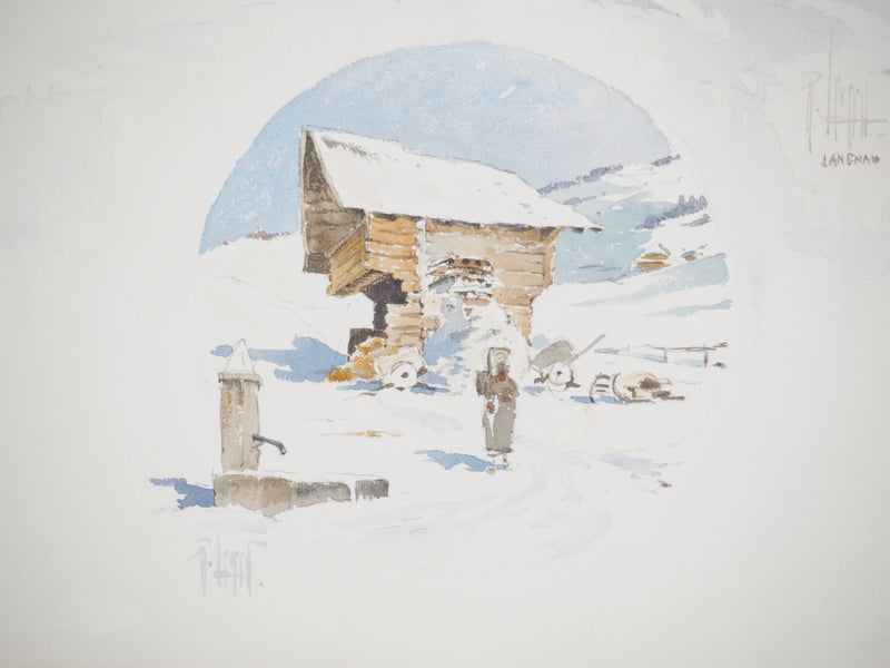 René LEVERD : La bergerie, Aquarelle originale (photo de détail 3) - Crédit photo : Galerie Art.Paris