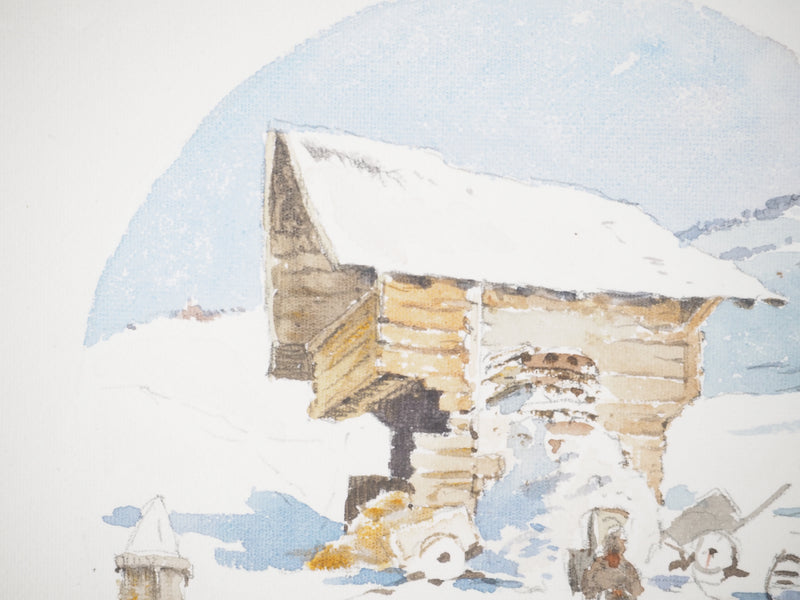 René LEVERD : La bergerie, Aquarelle originale (photo de détail 7) - Crédit photo : Galerie Art.Paris