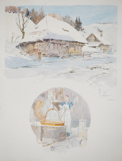 René LEVERD : La crémerie, Aquarelle originale (vue générale) - Crédit photo : Galerie Art.Paris