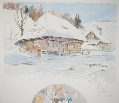 René LEVERD : La crémerie, Aquarelle originale (photo de détail 2) - Crédit photo : Galerie Art.Paris