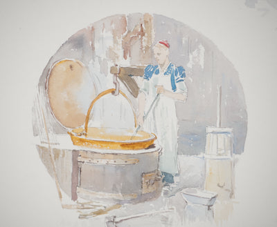 René LEVERD : La crémerie, Aquarelle originale (photo de détail 3) - Crédit photo : Galerie Art.Paris