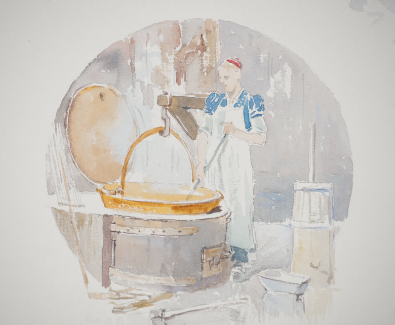 René LEVERD : La crémerie, Aquarelle originale (photo de détail 3) - Crédit photo : Galerie Art.Paris