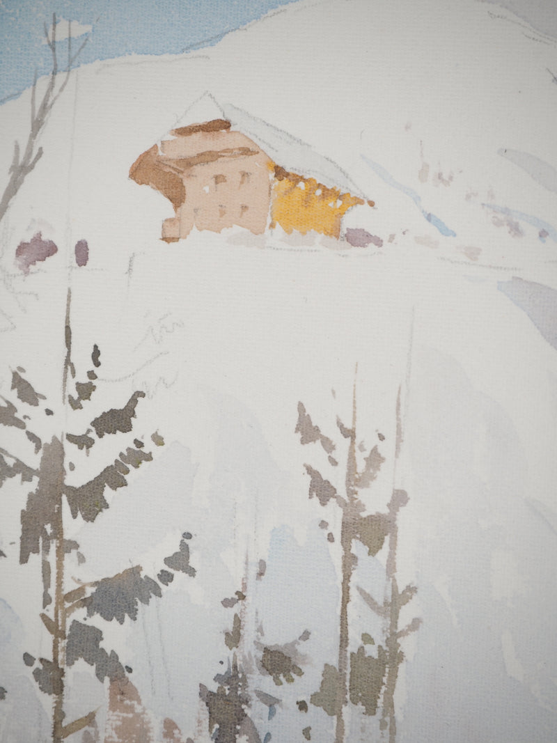 René LEVERD : Maisonnette au coeur de la vallée, Aquarelle originale (photo de détail 5) - Crédit photo : Galerie Art.Paris