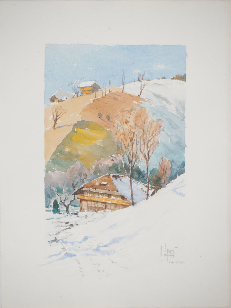 René LEVERD : Au coeur des vallées, Aquarelle originale (vue générale) - Crédit photo : Galerie Art.Paris