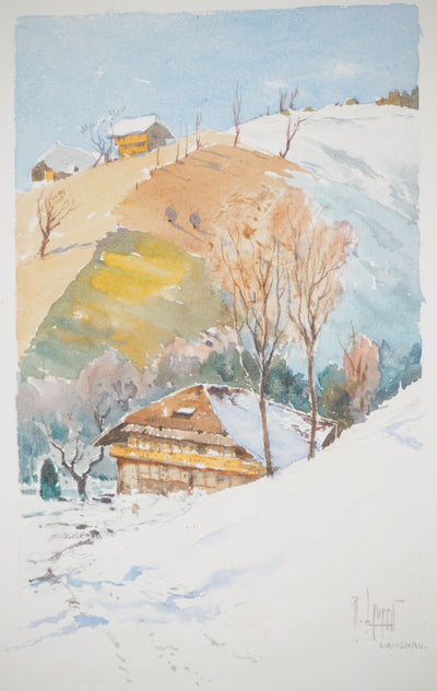 René LEVERD : Au coeur des vallées, Aquarelle originale (photo de détail 2) - Crédit photo : Galerie Art.Paris