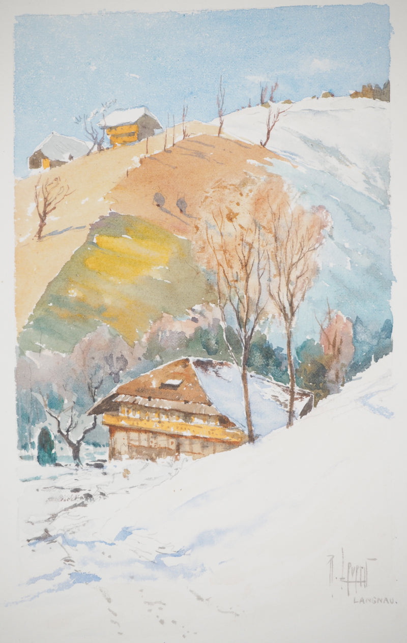 René LEVERD : Au coeur des vallées, Aquarelle originale (photo de détail 2) - Crédit photo : Galerie Art.Paris