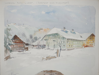 René LEVERD : L'hôtel du Cerf, Aquarelle originale (photo de détail 2) - Crédit photo : Galerie Art.Paris