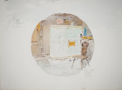 René LEVERD : L'hôtel du Cerf, Aquarelle originale (photo de détail 3) - Crédit photo : Galerie Art.Paris