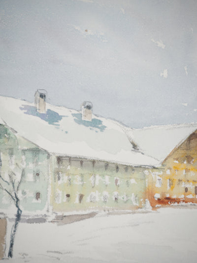 René LEVERD : L'hôtel du Cerf, Aquarelle originale (photo de détail 5) - Crédit photo : Galerie Art.Paris