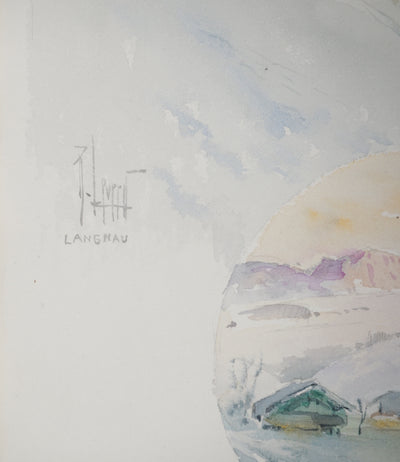 René LEVERD : Luge au soleil couchant, Aquarelle originale (photo de détail 4) - Crédit photo : Galerie Art.Paris