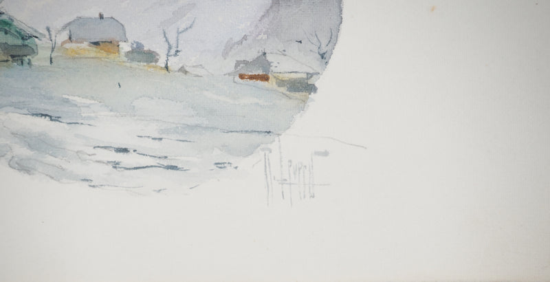 René LEVERD : Luge au soleil couchant, Aquarelle originale (photo de détail 5) - Crédit photo : Galerie Art.Paris
