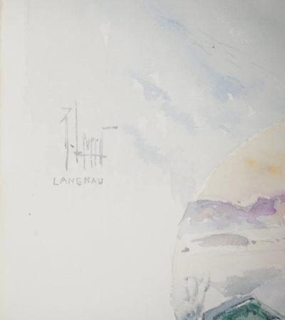 René LEVERD : Luge au soleil couchant, Aquarelle originale (photo de détail 6) - Crédit photo : Galerie Art.Paris