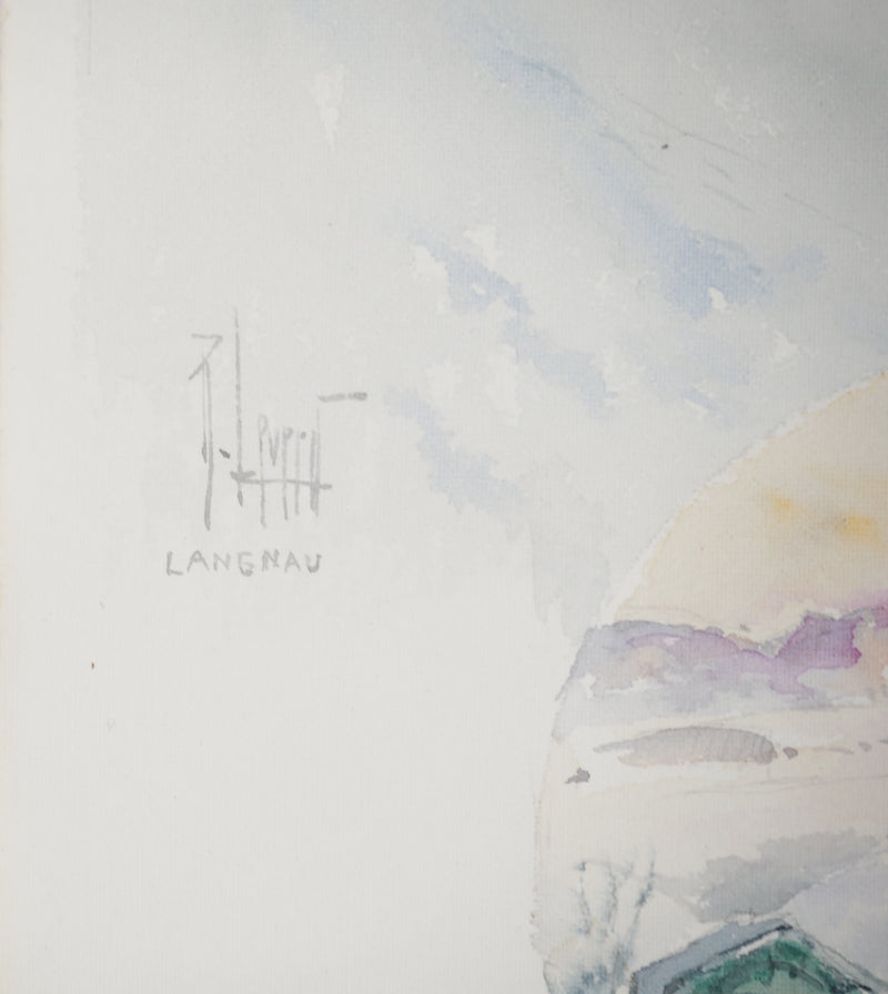 René LEVERD : Luge au soleil couchant, Aquarelle originale (photo de détail 6) - Crédit photo : Galerie Art.Paris