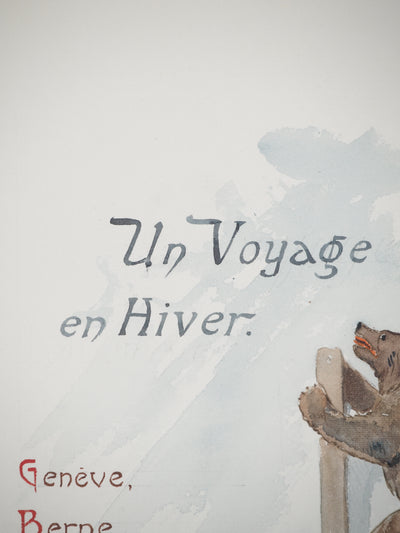 René LEVERD : Suisse, Un voyage en hiver, Aquarelle originale signée