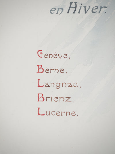 René LEVERD : Suisse, Un voyage en hiver, Aquarelle originale signée
