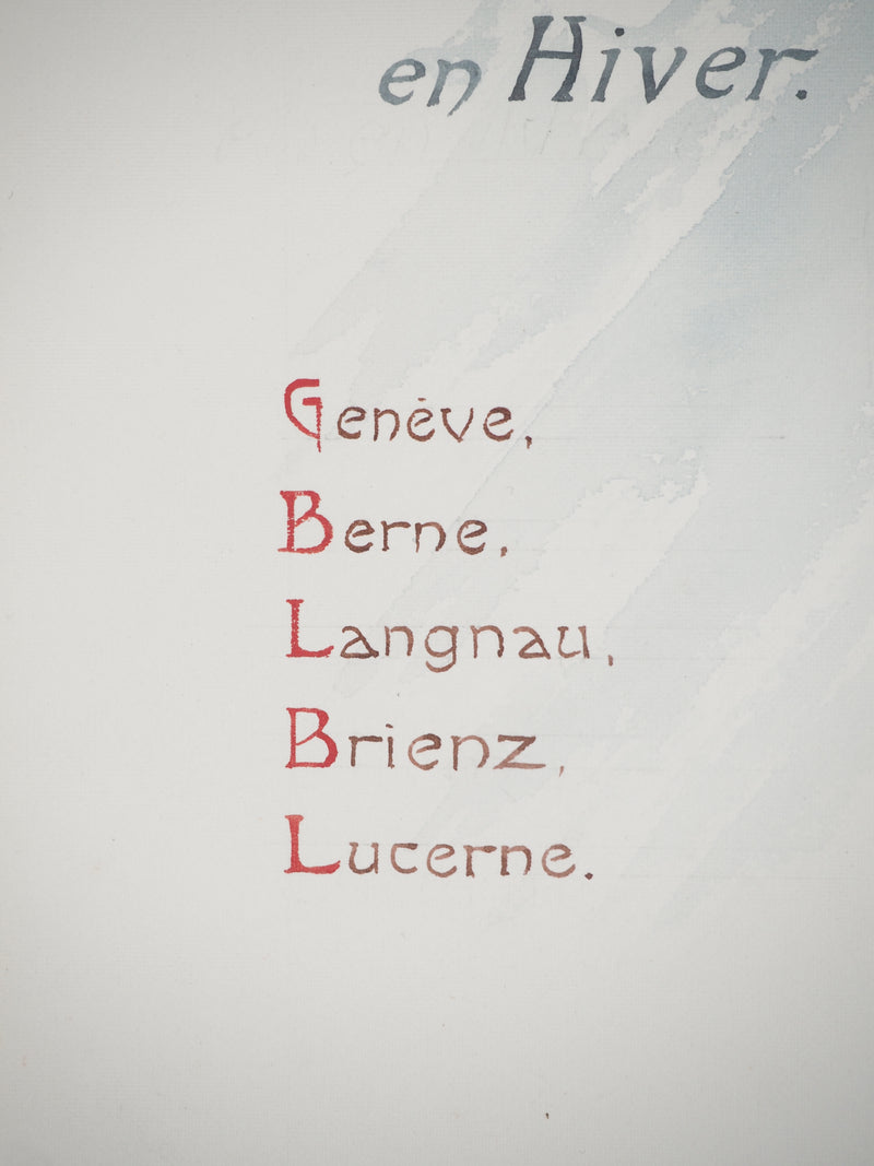 René LEVERD : Suisse, Un voyage en hiver, Aquarelle originale signée