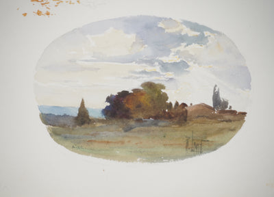 René LEVERD : Suisse, Balade à l’ombre des bois d’Aïre, Aquarelle originale signée