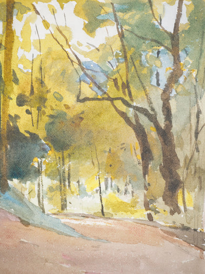 René LEVERD : Suisse, Balade à l’ombre des bois d’Aïre, Aquarelle originale signée