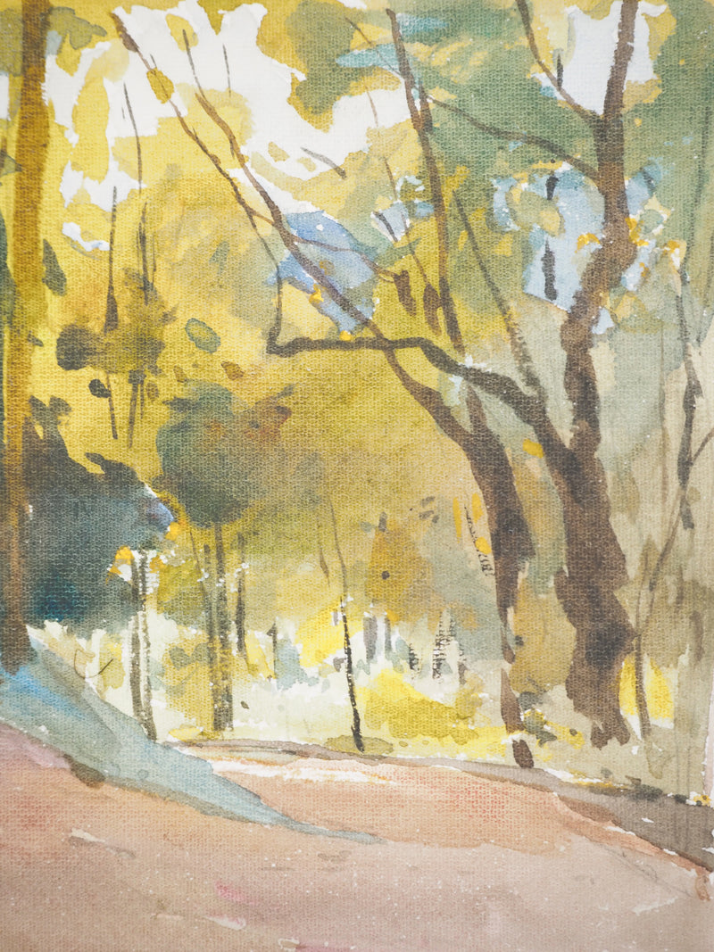 René LEVERD : Suisse, Balade à l’ombre des bois d’Aïre, Aquarelle originale signée