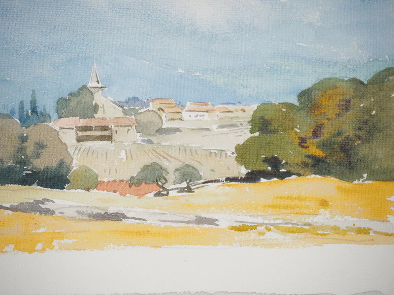 René LEVERD : Suisse, Promenade dans la campagne de Aïre, Aquarelle originale signée