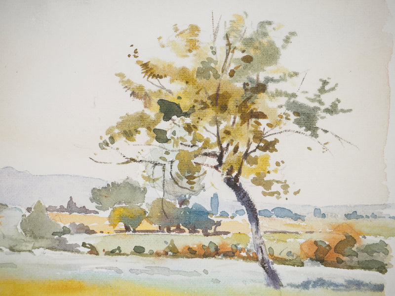 René LEVERD : Suisse, Promenade dans la campagne de Aïre, Aquarelle originale signée