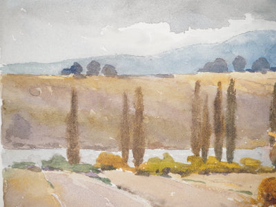 René LEVERD : Suisse, Au fil de l’eau à Aïre, Aquarelle originale signée