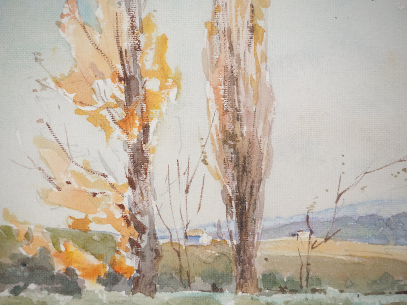 René LEVERD : Suisse, Au fil de l’eau à Aïre, Aquarelle originale signée