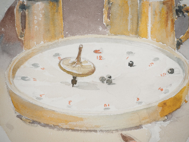 René LEVERD : Suisse, Soir de jeux à Brienz, Aquarelle originale signée