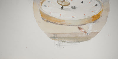 René LEVERD : Suisse, Soir de jeux à Brienz, Aquarelle originale signée