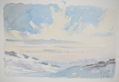 René LEVERD : Suisse, Crépuscule et aurore, Aquarelle originale signée