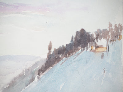 René LEVERD : Suisse, Crépuscule et aurore, Aquarelle originale signée
