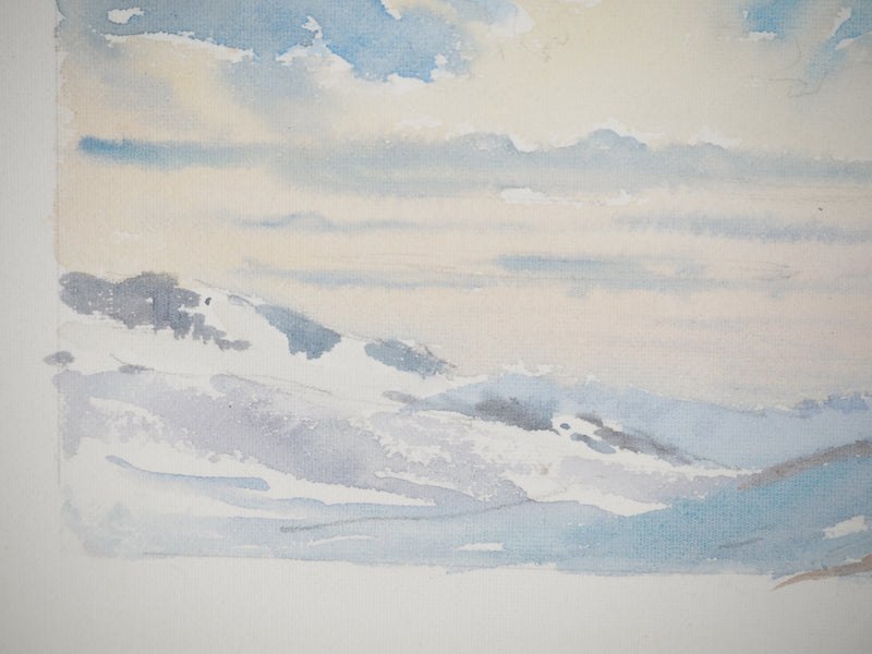 René LEVERD : Suisse, Crépuscule et aurore, Aquarelle originale signée